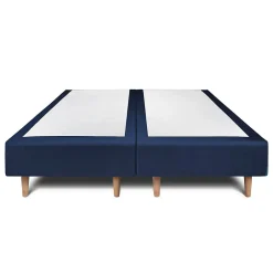 Sommeil De Plomb Lit avec tête de lit lignes velours et sommier tapissier - Lit en bois massif Outlet