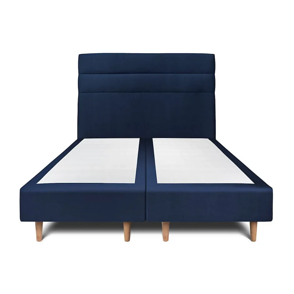 Sommeil De Plomb Lit avec tête de lit lignes velours et sommier tapissier - Lit en bois massif Outlet