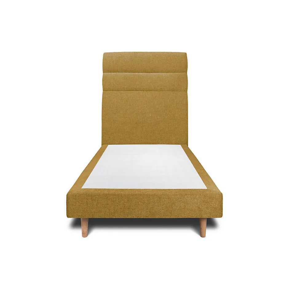 Sommeil De Plomb Lit avec tête de lit lignes tissu et sommier tapissier - Lit en bois massif