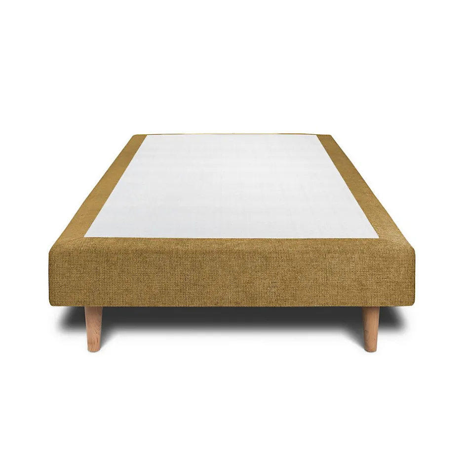 Sommeil De Plomb Lit avec tête de lit lignes tissu et sommier tapissier - Lit en bois massif