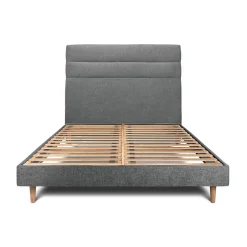 Sommeil De Plomb Lit avec tête de lit lignes tissu et sommier kit - Lit en bois massif Best