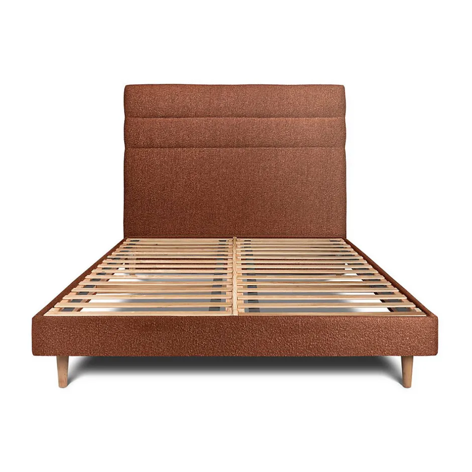 Sommeil De Plomb Lit avec tête de lit lignes bouclette et sommier kit - Lit en bois massif