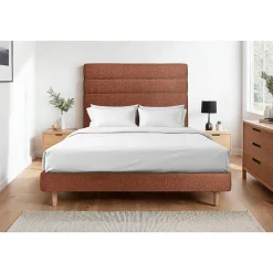 Sommeil De Plomb Lit avec tête de lit lignes bouclette et sommier kit - Lit en bois massif