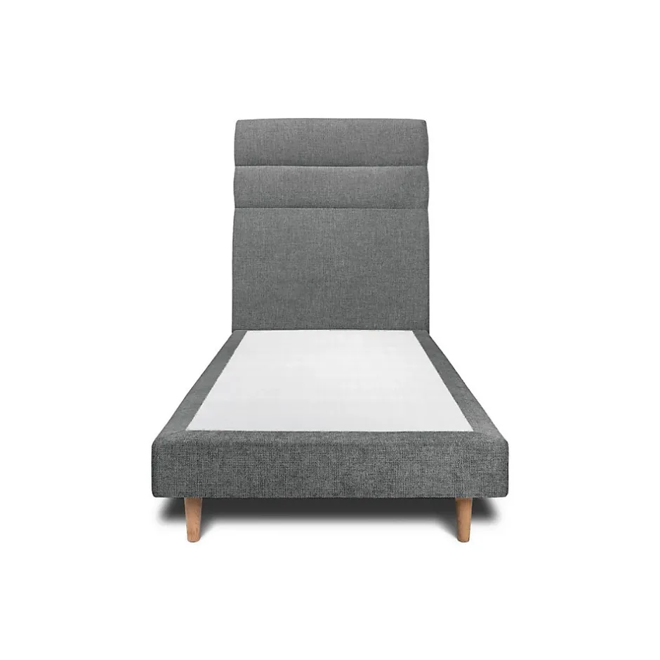 Sommeil De Plomb Lit avec tête de lit lignes tissu et sommier tapissier - Lit en bois massif Hot