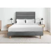 Sommeil De Plomb Lit avec tête de lit lignes tissu et sommier tapissier - Lit en bois massif New
