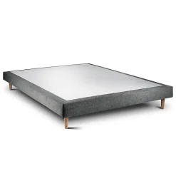 Sommeil De Plomb Lit avec tête de lit lignes tissu et sommier tapissier - Lit en bois massif New