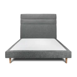 Sommeil De Plomb Lit avec tête de lit lignes tissu et sommier tapissier - Lit en bois massif New