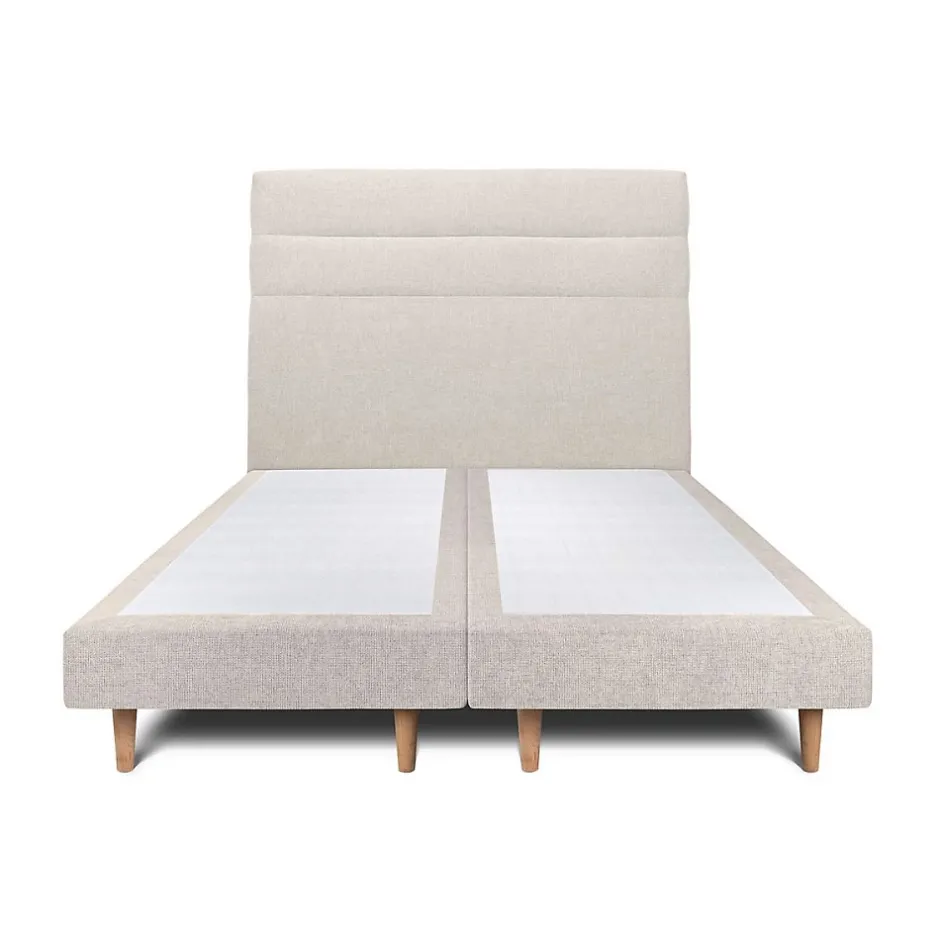 Sommeil De Plomb Lit avec tête de lit lignes tissu et sommier tapissier - Lit en bois massif Hot