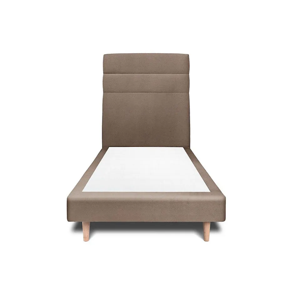 Sommeil De Plomb Lit avec tête de lit lignes velours et sommier tapissier - Lit en bois massif