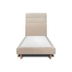 Sommeil De Plomb Lit avec tête de lit lignes tissu et sommier tapissier - Lit en bois massif Discount