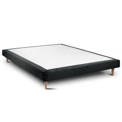 Sommeil De Plomb Lit avec tête de lit lignes bouclette et sommier tapissier - Lit en bois massif