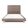 Sommeil De Plomb Lit avec tête de lit lignes velours et sommier tapissier - Lit en bois massif