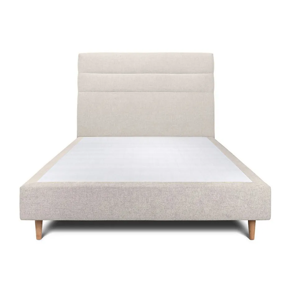 Sommeil De Plomb Lit avec tête de lit lignes tissu et sommier tapissier - Lit en bois massif