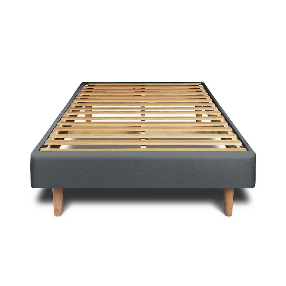 Sommeil De Plomb Lit avec tête de lit lignes velours et sommier kit - Lit en bois massif
