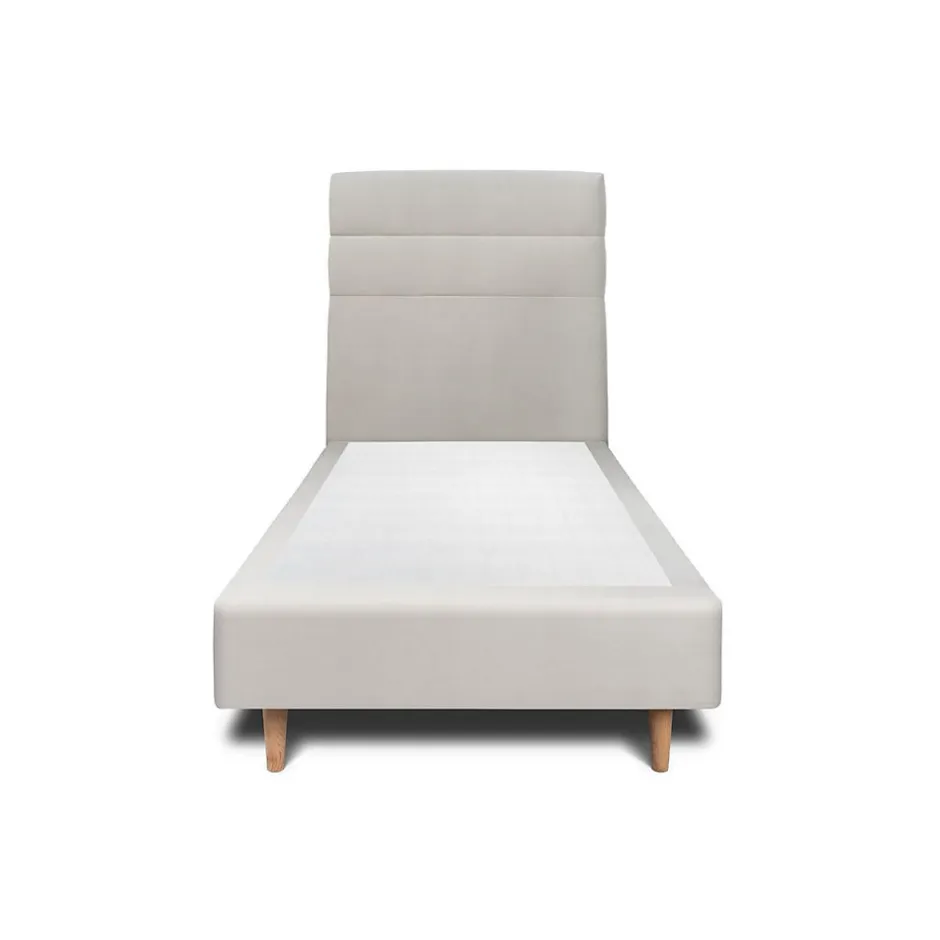 Sommeil De Plomb Lit avec tête de lit lignes velours et sommier tapissier - Lit en bois massif
