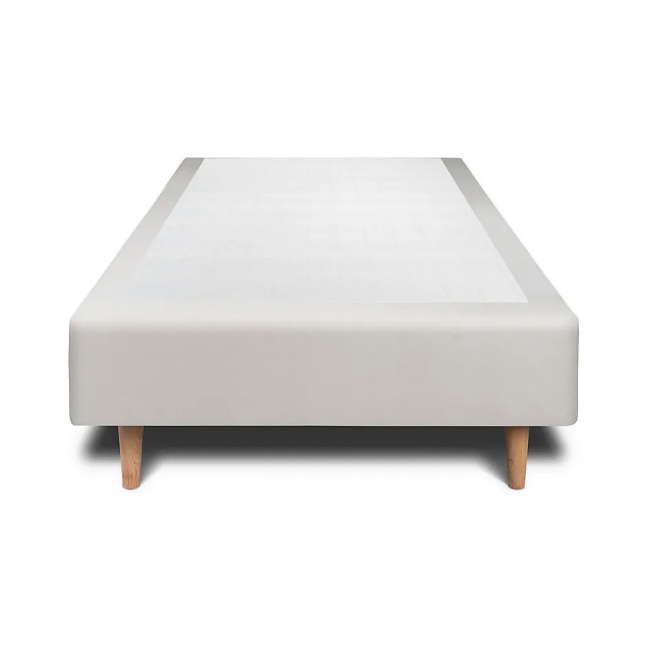 Sommeil De Plomb Lit avec tête de lit lignes velours et sommier tapissier - Lit en bois massif