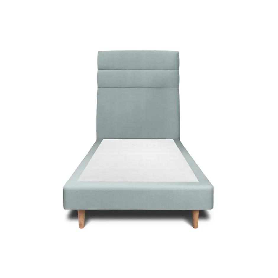 Sommeil De Plomb Lit avec tête de lit lignes velours et sommier tapissier - Lit en bois massif Clearance