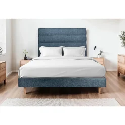 Sommeil De Plomb Lit avec tête de lit lignes bouclette et sommier tapissier - Lit en bois massif Online