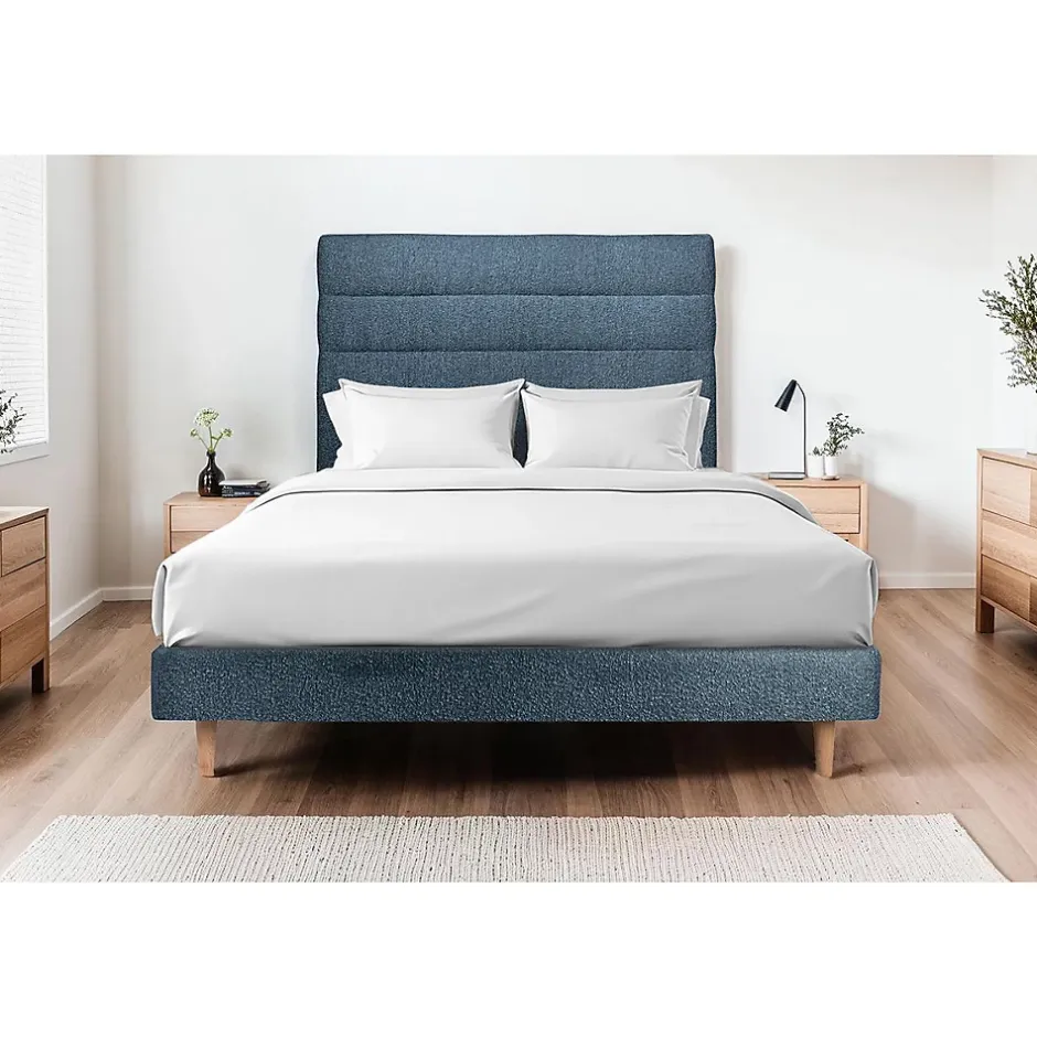 Sommeil De Plomb Lit avec tête de lit lignes bouclette et sommier tapissier - Lit en bois massif Online
