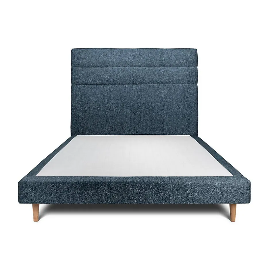 Sommeil De Plomb Lit avec tête de lit lignes bouclette et sommier tapissier - Lit en bois massif Online