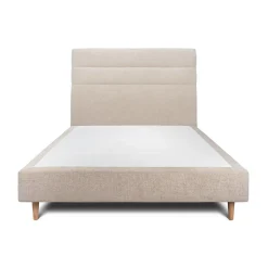 Sommeil De Plomb Lit avec tête de lit lignes tissu et sommier tapissier - Lit en bois massif