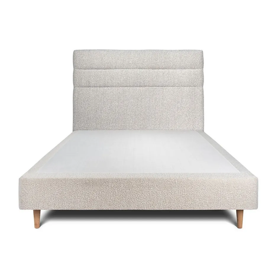 Sommeil De Plomb Lit avec tête de lit lignes bouclette et sommier tapissier - Lit en bois massif Discount