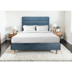 Sommeil De Plomb Lit avec tête de lit lignes bouclette et sommier tapissier - Lit en bois massif