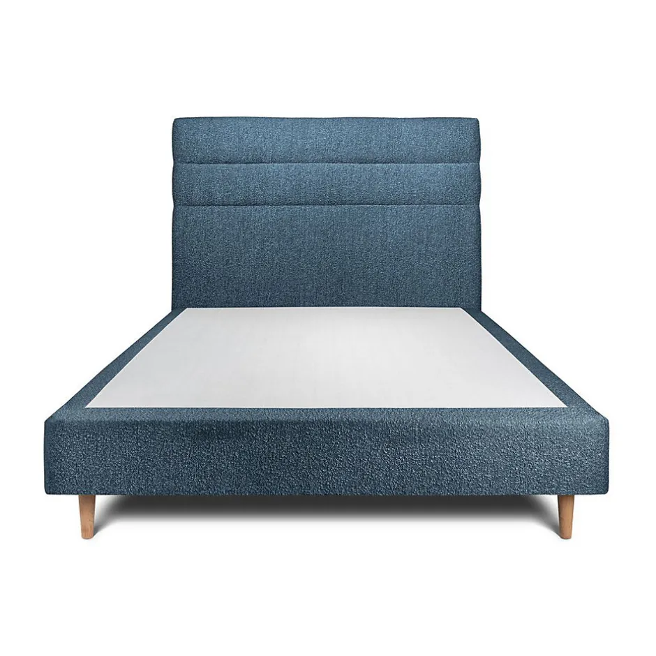 Sommeil De Plomb Lit avec tête de lit lignes bouclette et sommier tapissier - Lit en bois massif