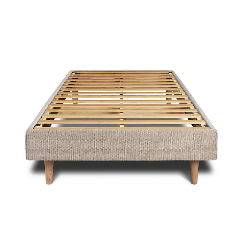 Sommeil De Plomb Lit avec tête de lit lignes tissu et sommier kit - Lit en bois massif Clearance