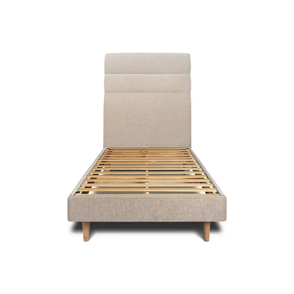 Sommeil De Plomb Lit avec tête de lit lignes tissu et sommier kit - Lit en bois massif Clearance