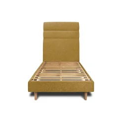 Sommeil De Plomb Lit avec tête de lit lignes tissu et sommier kit - Lit en bois massif Outlet