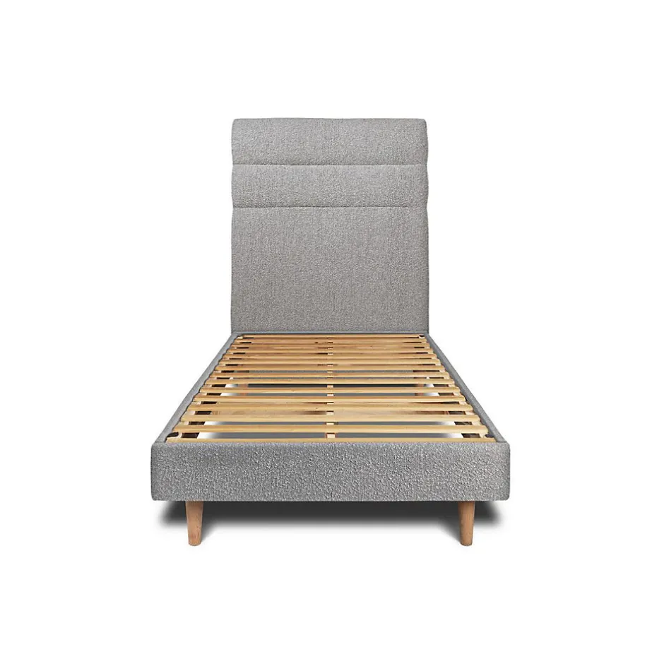 Sommeil De Plomb Lit avec tête de lit lignes bouclette et sommier kit - Lit en bois massif Online