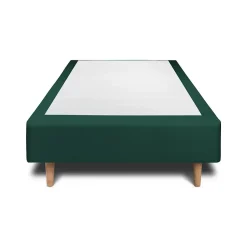 Sommeil De Plomb Lit avec tête de lit lignes velours et sommier tapissier - Lit en bois massif