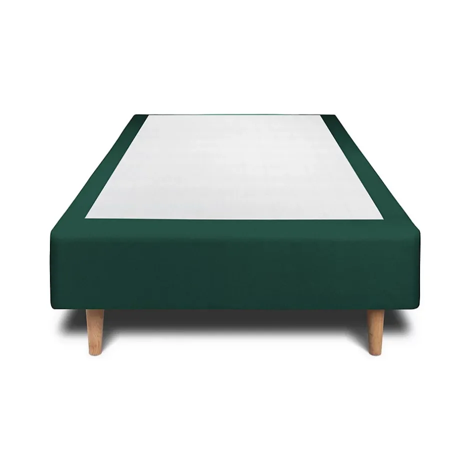 Sommeil De Plomb Lit avec tête de lit lignes velours et sommier tapissier - Lit en bois massif