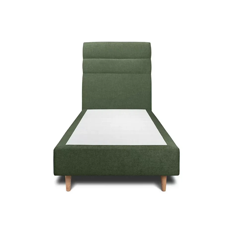 Sommeil De Plomb Lit avec tête de lit lignes tissu et sommier tapissier - Lit en bois massif New