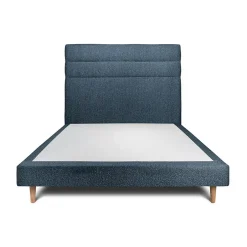 Sommeil De Plomb Lit avec tête de lit lignes bouclette et sommier tapissier - Lit en bois massif Outlet