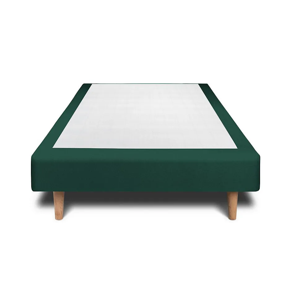 Sommeil De Plomb Lit avec tête de lit lignes velours et sommier tapissier - Lit en bois massif