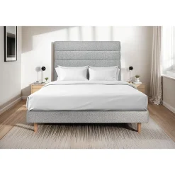 Sommeil De Plomb Lit avec tête de lit lignes bouclette et sommier kit - Lit en bois massif Best