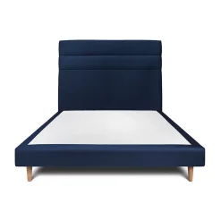 Sommeil De Plomb Lit avec tête de lit lignes velours et sommier tapissier - Lit en bois massif Hot