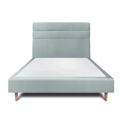 Sommeil De Plomb Lit avec tête de lit lignes velours et sommier tapissier - Lit en bois massif