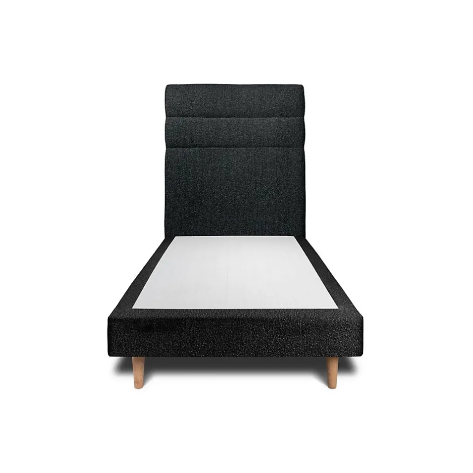 Sommeil De Plomb Lit avec tête de lit lignes bouclette et sommier tapissier - Lit en bois massif Sale