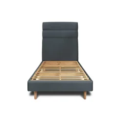 Sommeil De Plomb Lit avec tête de lit lignes velours et sommier kit - Lit en bois massif