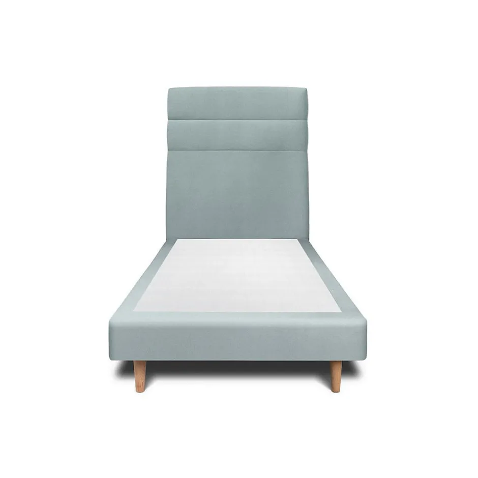 Sommeil De Plomb Lit avec tête de lit lignes velours et sommier tapissier - Lit en bois massif