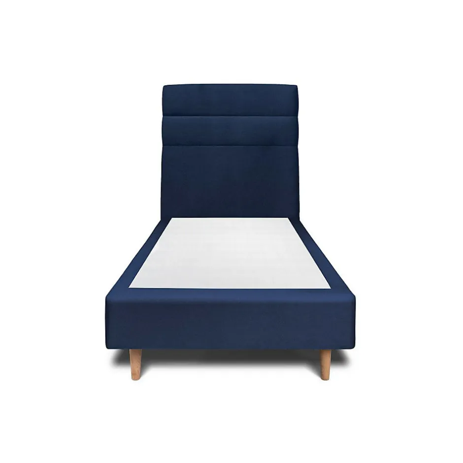 Sommeil De Plomb Lit avec tête de lit lignes velours et sommier tapissier - Lit en bois massif
