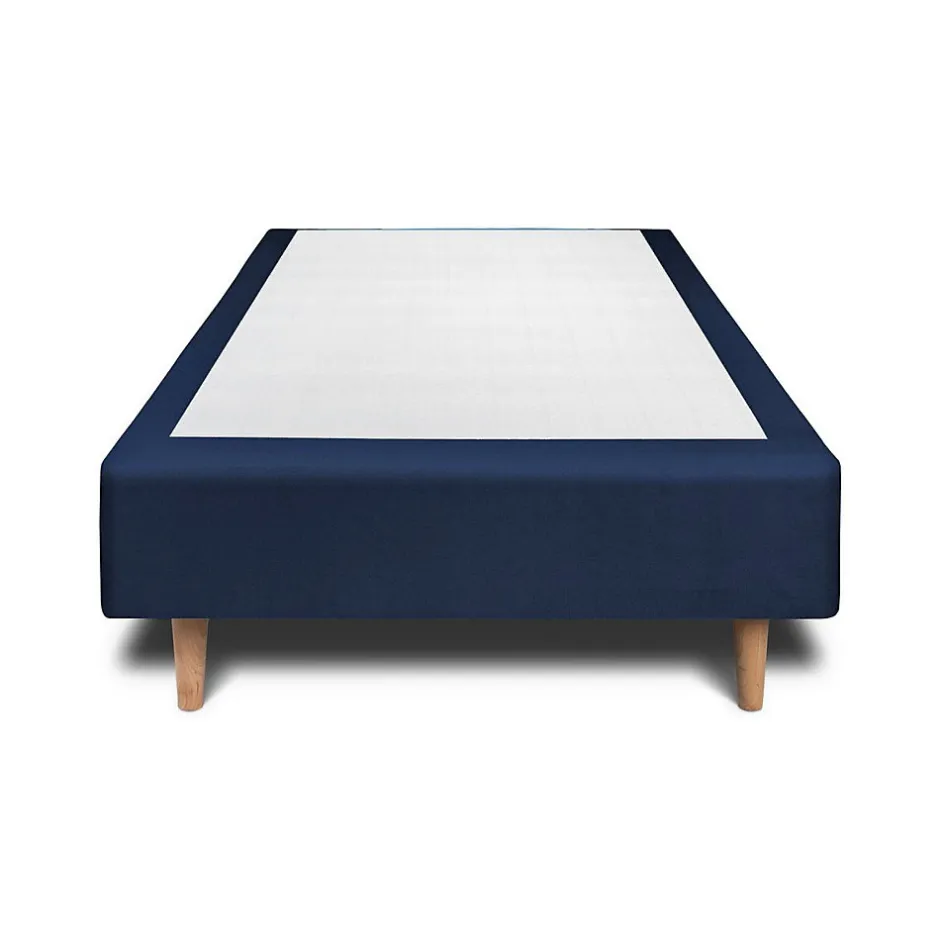 Sommeil De Plomb Lit avec tête de lit lignes velours et sommier tapissier - Lit en bois massif