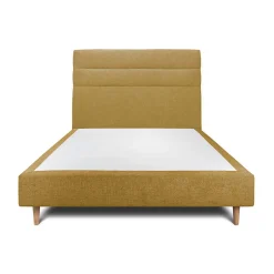 Sommeil De Plomb Lit avec tête de lit lignes tissu et sommier tapissier - Lit en bois massif