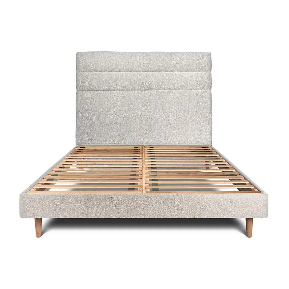 Sommeil De Plomb Lit avec tête de lit lignes bouclette et sommier kit - Lit en bois massif