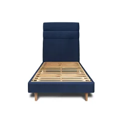 Sommeil De Plomb Lit avec tête de lit lignes velours et sommier kit - Lit en bois massif