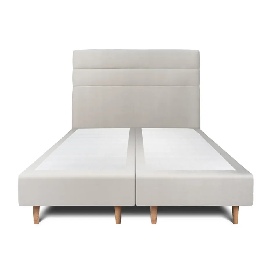 Sommeil De Plomb Lit avec tête de lit lignes velours et sommier tapissier - Lit en bois massif New