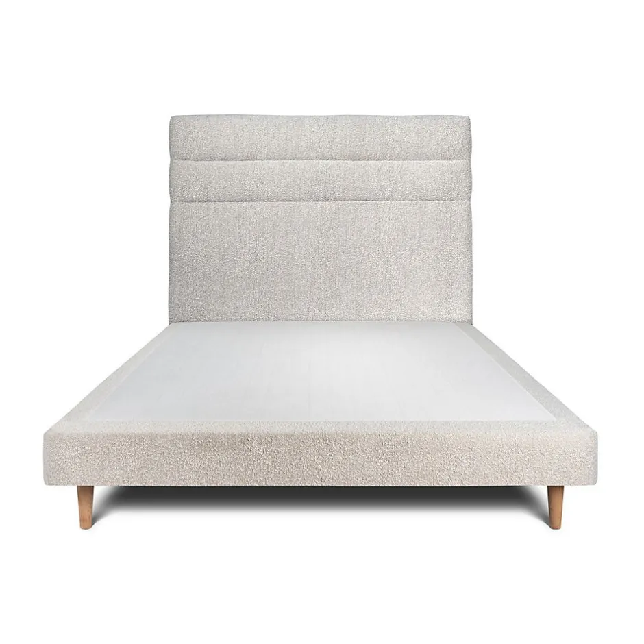 Sommeil De Plomb Lit avec tête de lit lignes bouclette et sommier tapissier - Lit en bois massif
